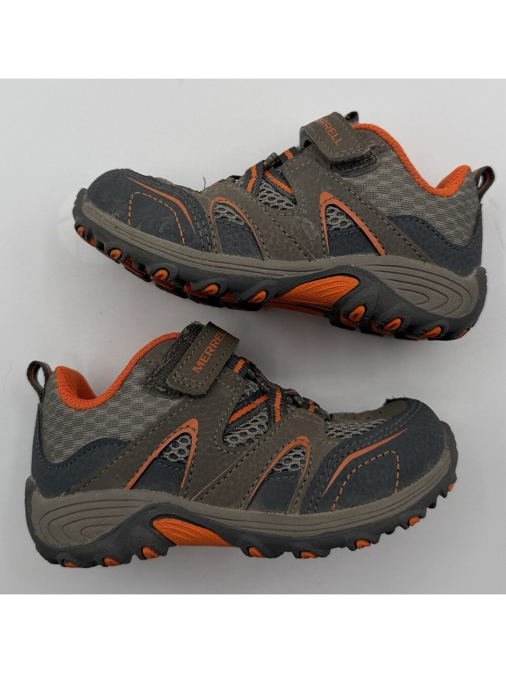 Merrell Kids Trail Chaser Hiking Shoes Size 8 Gunsmoke Orange Sneaker Boys NEW